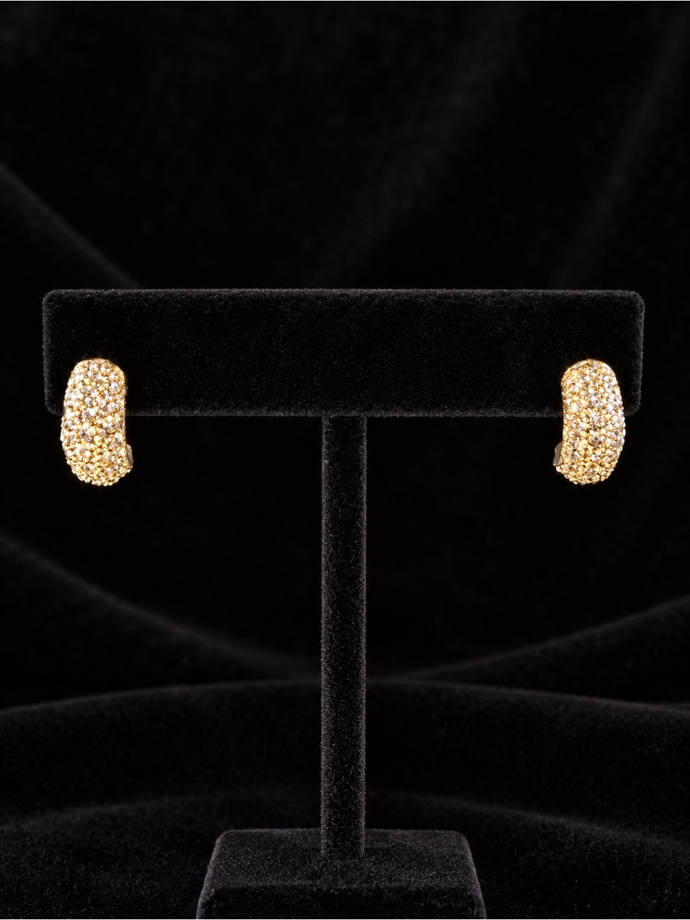 Roman Gold Pavé Huggie Hoop Earrings